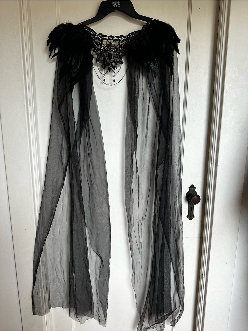 Black Feather & Lace Sheer Capelet